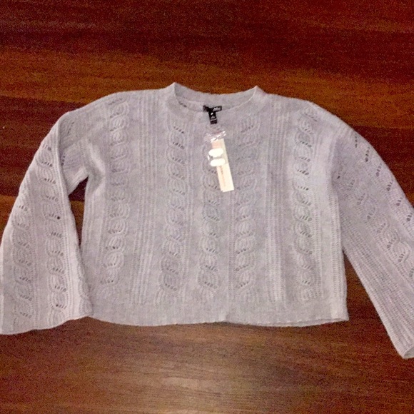 AQUA 100% Cashmere Cropped Flared Sleeved Sweater NWT